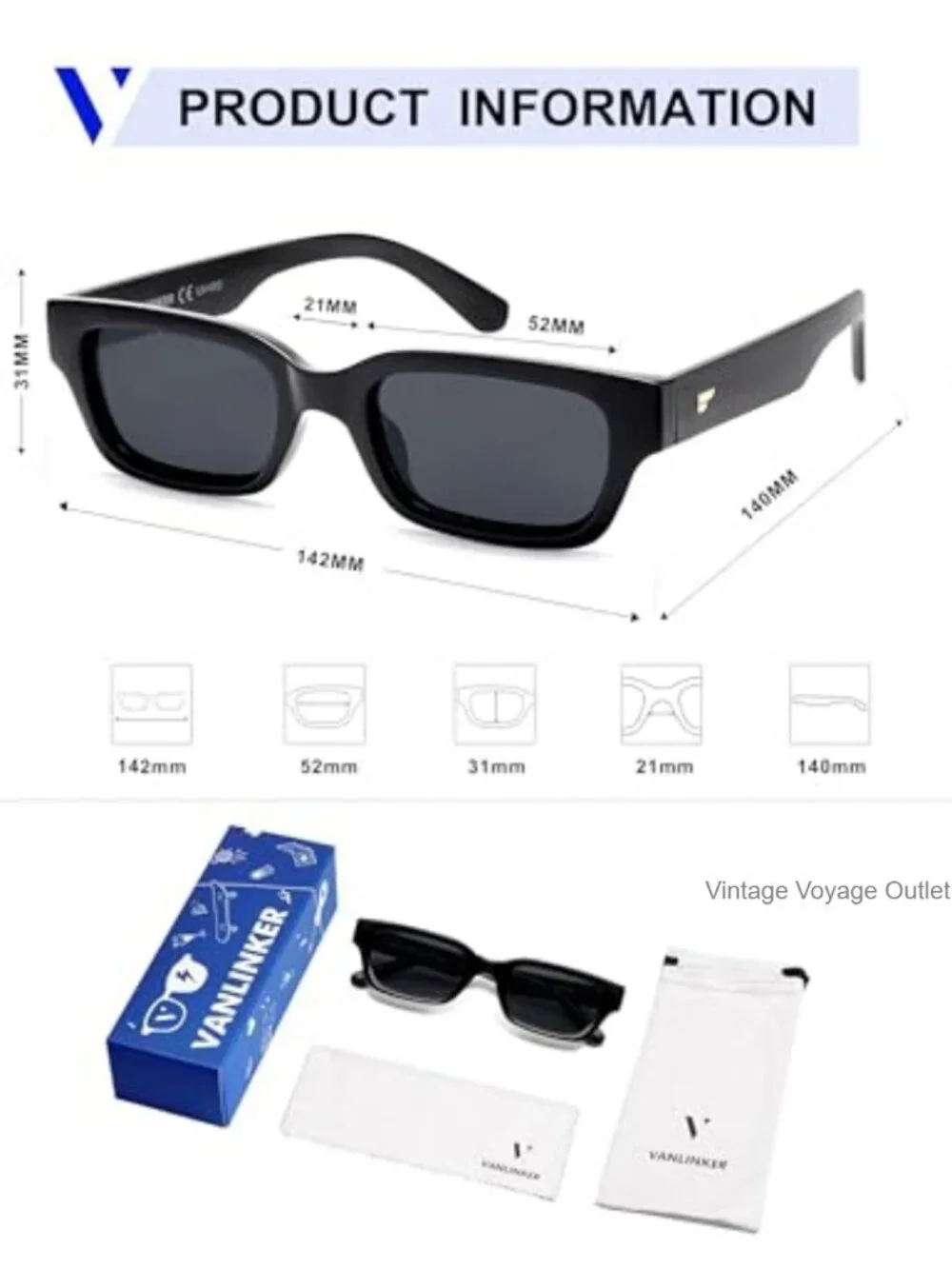 Polarized Small Square Cat Eye Sunglasses for Women UV400 Protection Retro